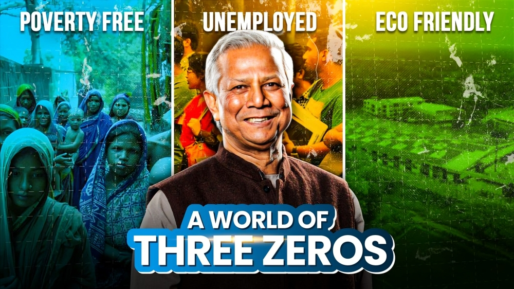 Zero Net Carbon Emission: A key aspect of Dr. Yunus's New World vision aimed at promoting sustainability and environmental responsibility.