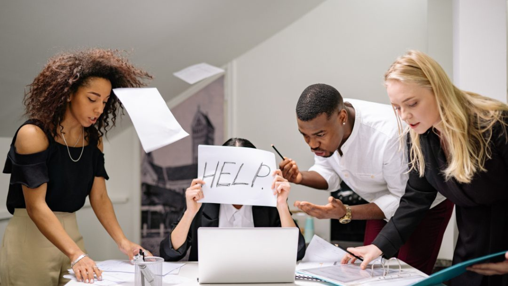 Employee practicing stress management techniques at work to reduce stress levels.