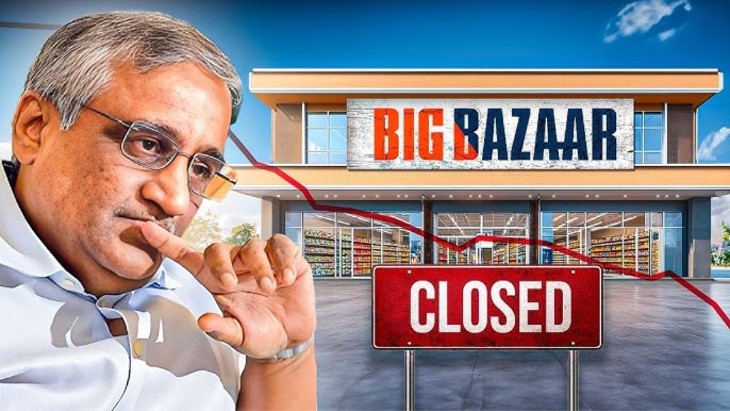 Depiction of the impact of the 2008 economic downturn and the beginning of Big Bazaar's decline.