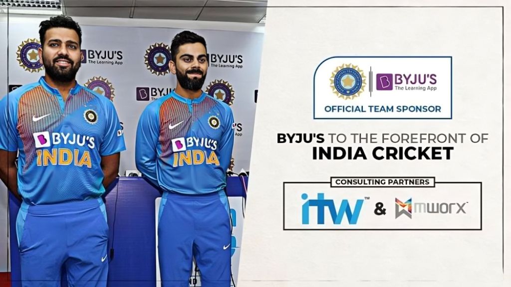 Image of Byju's becoming the sponsor of the Indian cricket team in 2019.