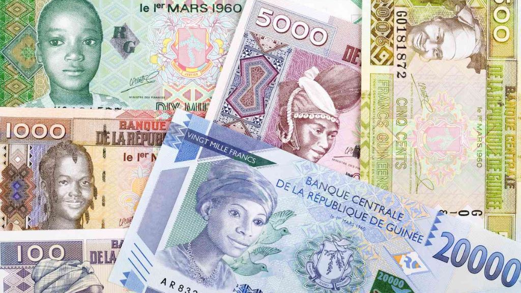 Guinean Franc currency, which is marked as having a low value due to Guinea's economic conditions.