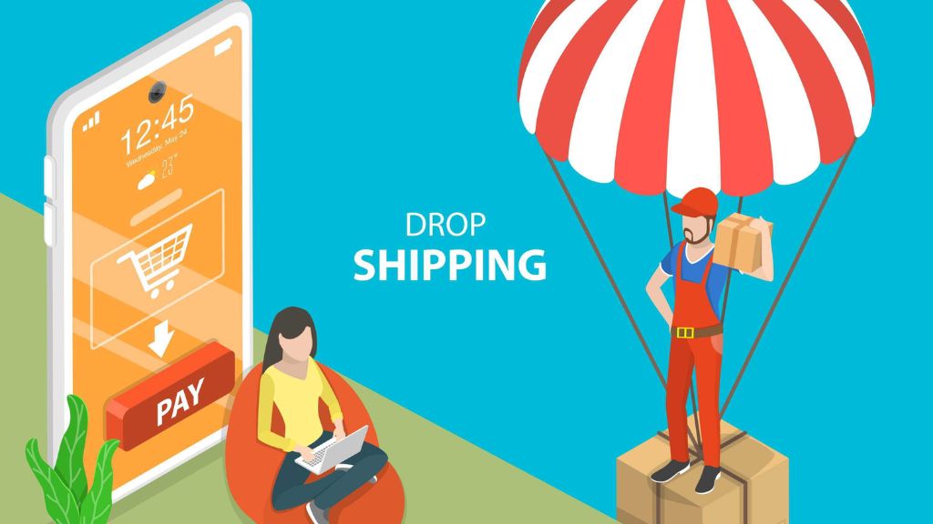 A visual representation of the concept of dropshipping, explaining the relationship between the supplier, the dropshipper, and the customer.