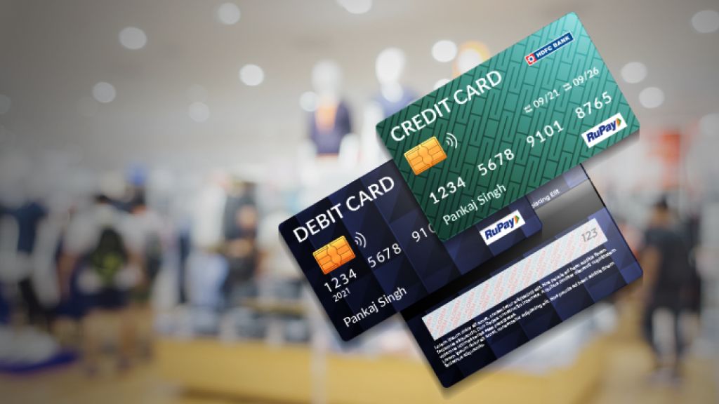 An instructional image on selecting the right credit or debit card according to need.