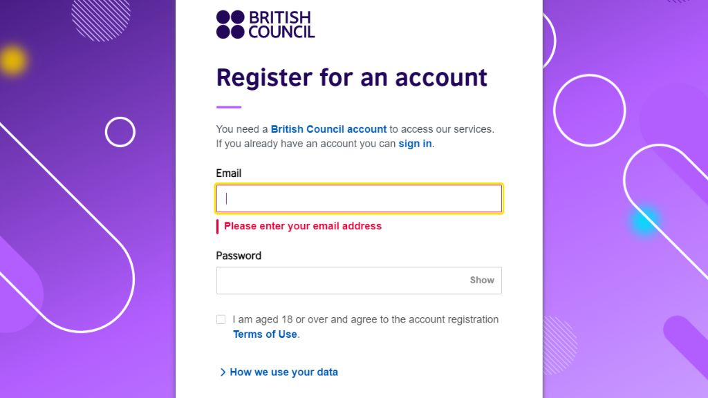 আইইএলটিএস টেস্ট টেকার পোর্টালে অ্যাকাউন্ট তৈরি করার প্রক্রিয়া।