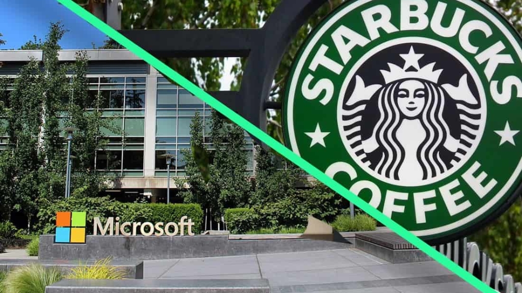 Starbucks has partnered with Microsoft.